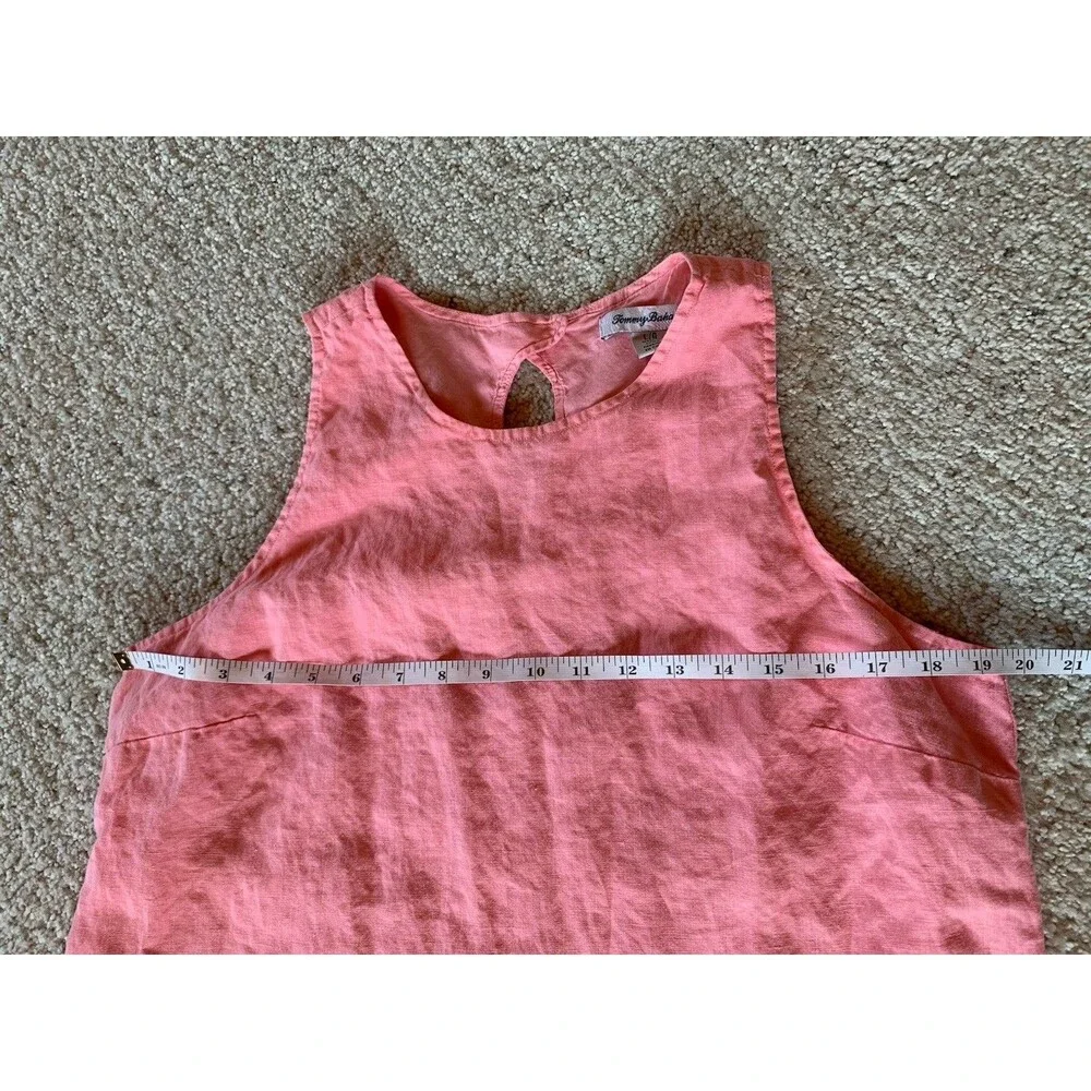 Tommy Bahama Womens 100% Linen Pink Sleeveless Pockets Short Mini Dress Large - Picture 8 of 10